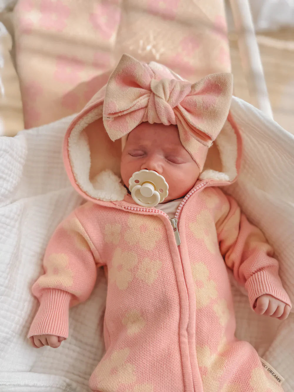 Coco Sherpa Hooded Romper - Sherbet