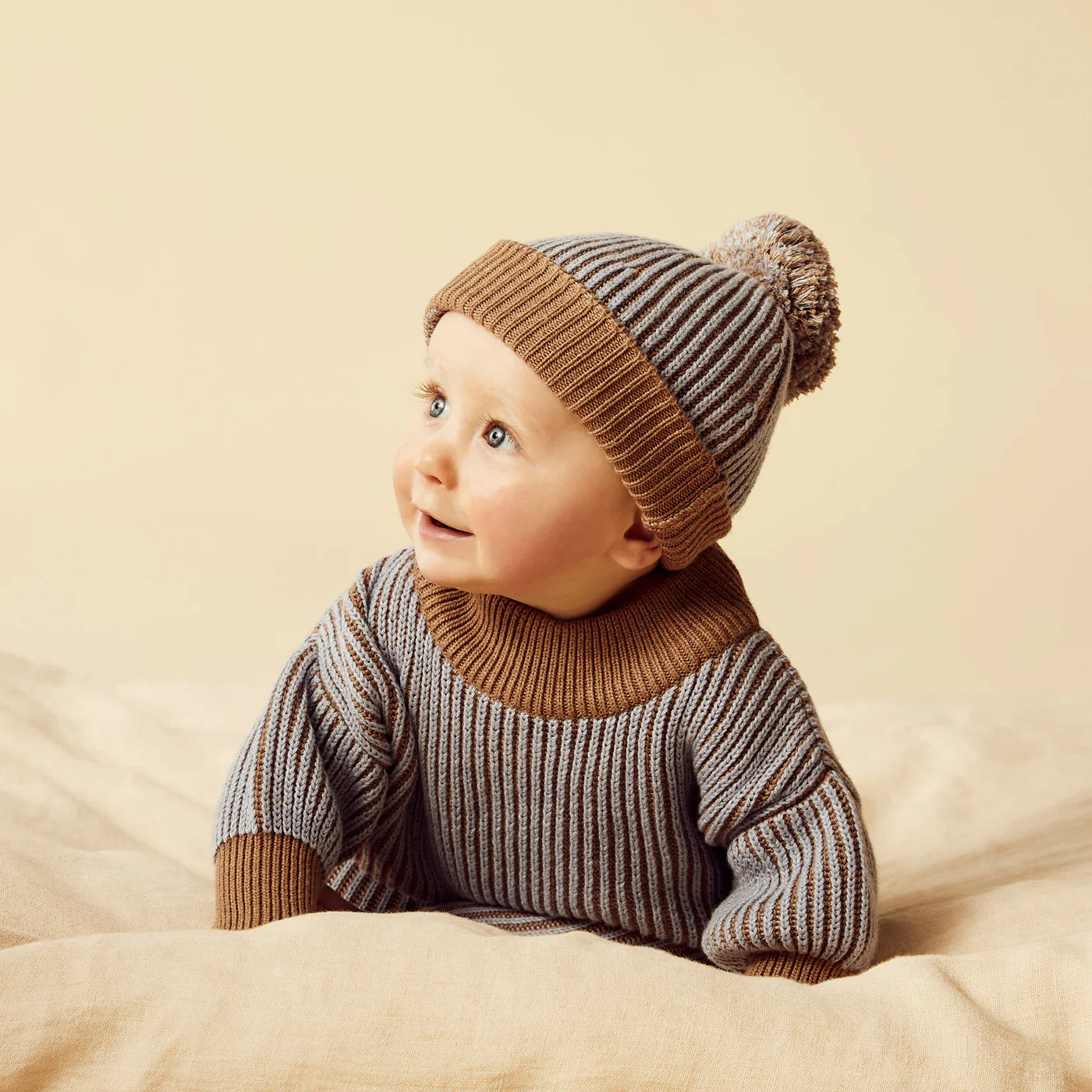 Coco Blue Speckle Organic Knitted Ribbed Jumper