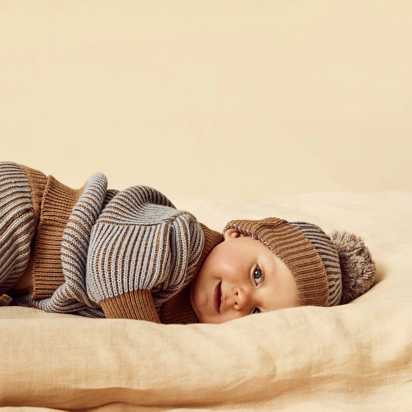 Coco Blue Speckle Organic Knitted Ribbed Jumper
