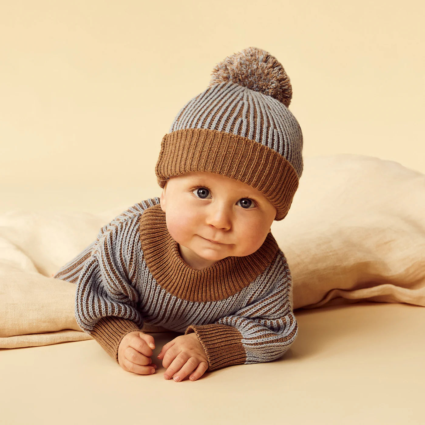 Coco Blue Speckle Organic Knitted Ribbed Jumper
