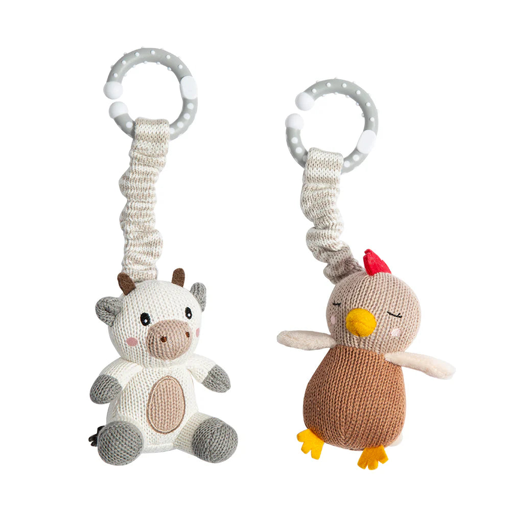 2 Pack Stroller Toys - Cow & Chicken