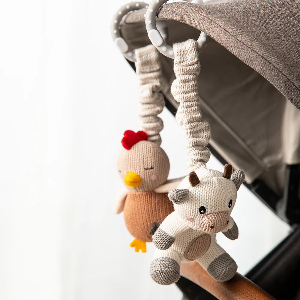 2 Pack Stroller Toys - Cow & Chicken