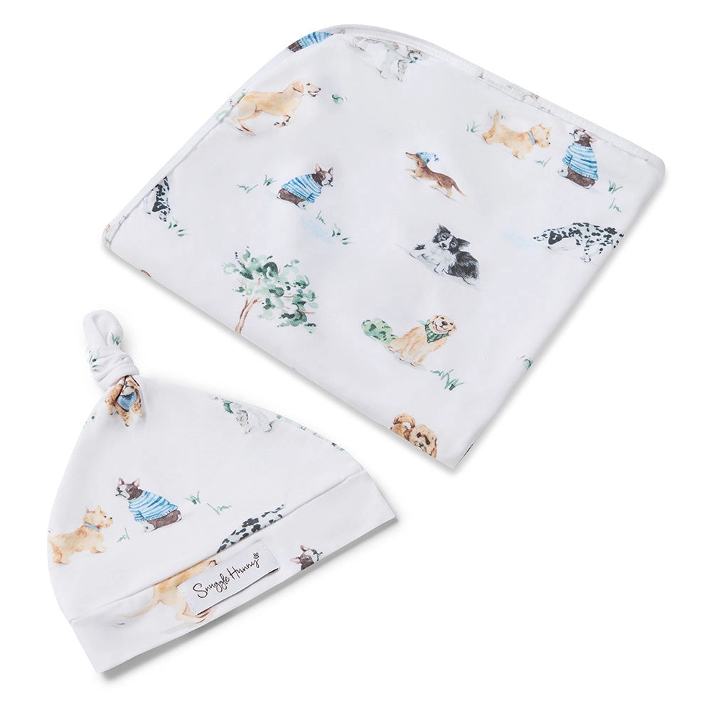 Dog Park Organic Jersey Wrap & Beanie Set