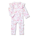 Flamingos Organic Snugglesuit Convertible Romper with Frill