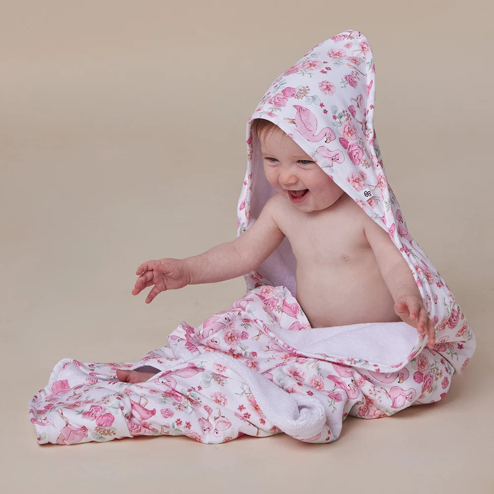 Flamingos Organic Hooded Baby Towel