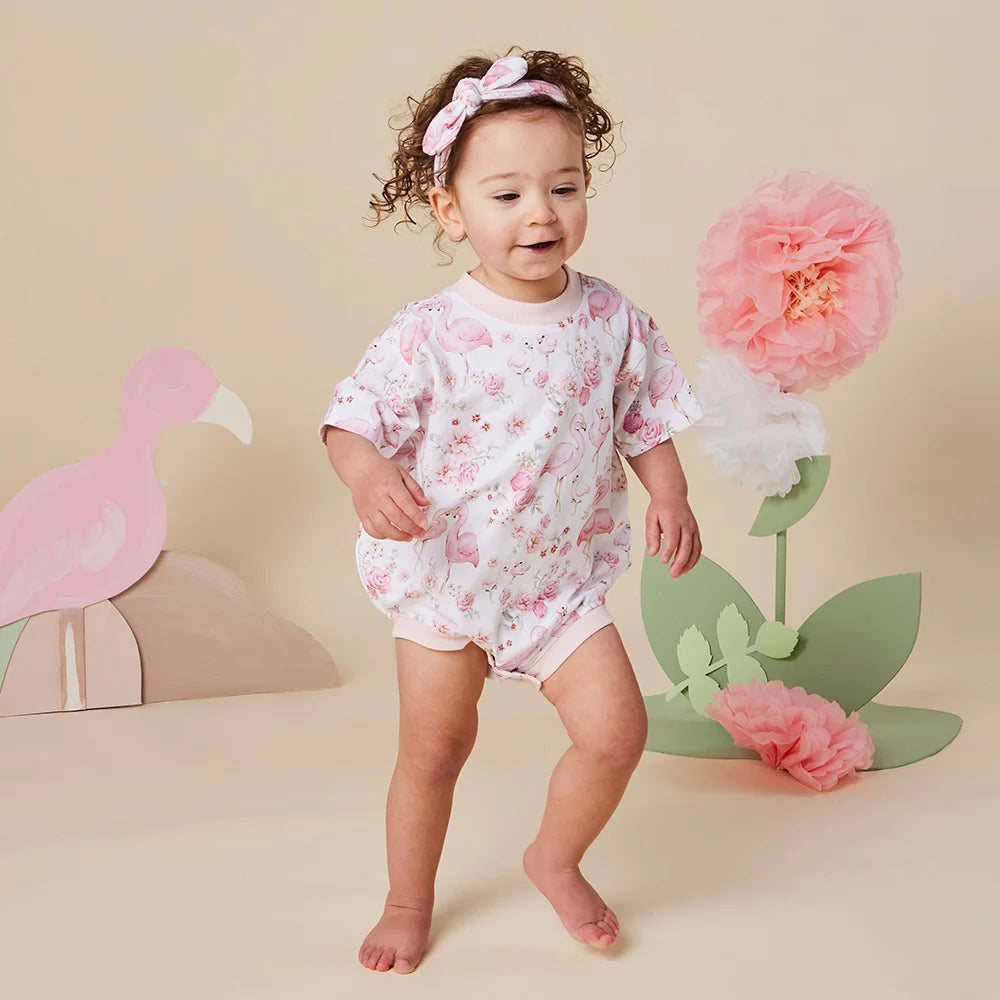 Flamingos Organic Oversized Romper