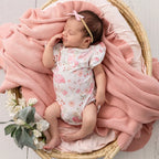 Flamingos Short Sleeve Organic Bodysuit with Frill