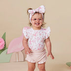 Flamingos Short Sleeve Organic Bodysuit with Frill