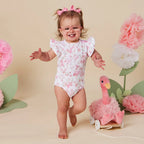 Flamingos Short Sleeve Organic Bodysuit with Frill