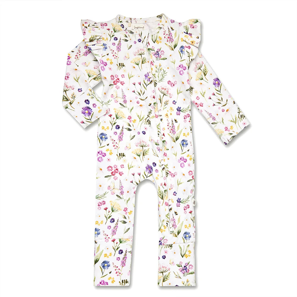 Gracie Organic Snugglesuit Convertible Romper with Frill