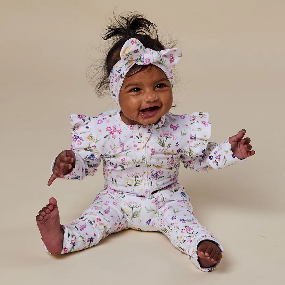 Gracie Organic Snugglesuit Convertible Romper with Frill