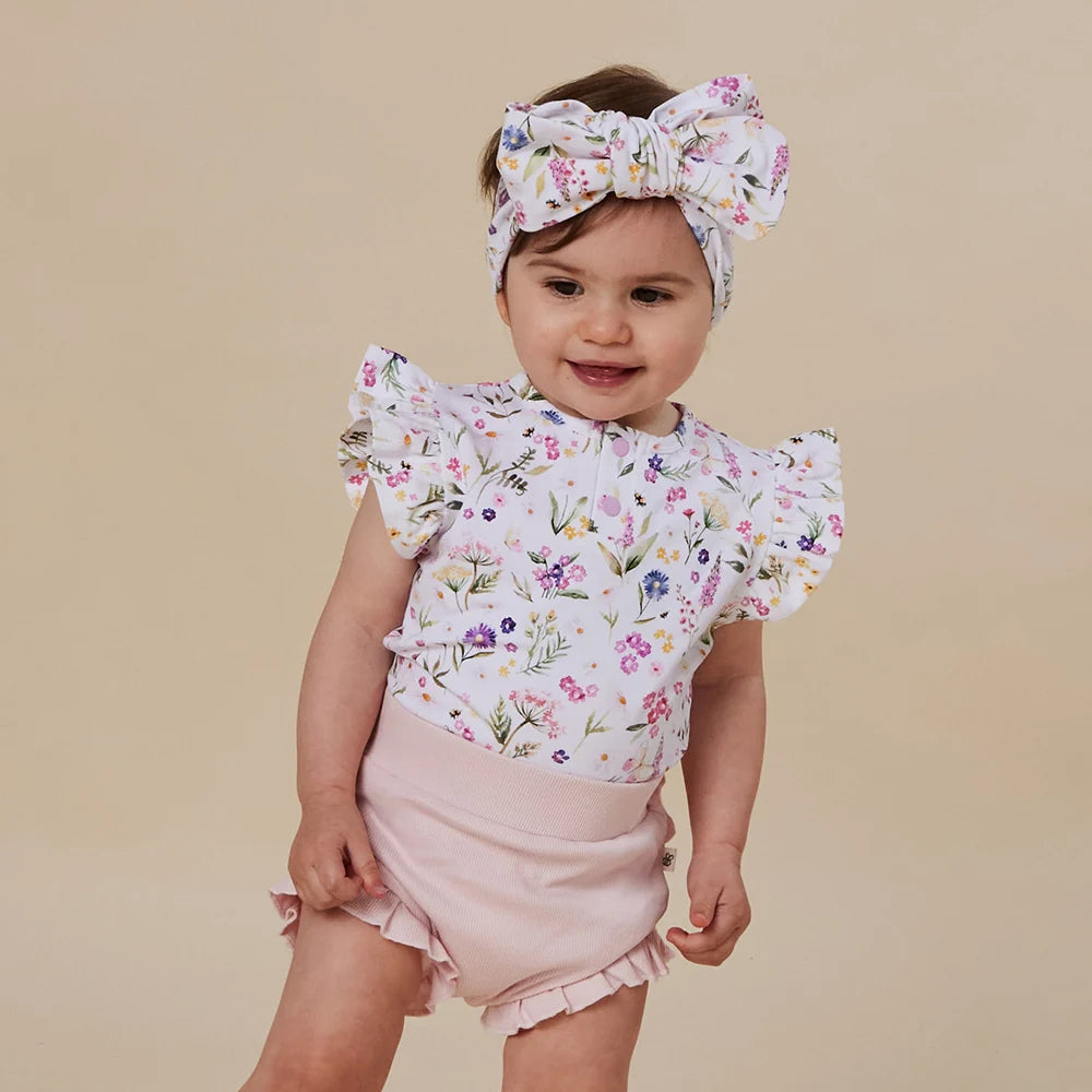 Gracie Short Sleeve Organic Bodysuit with Frill