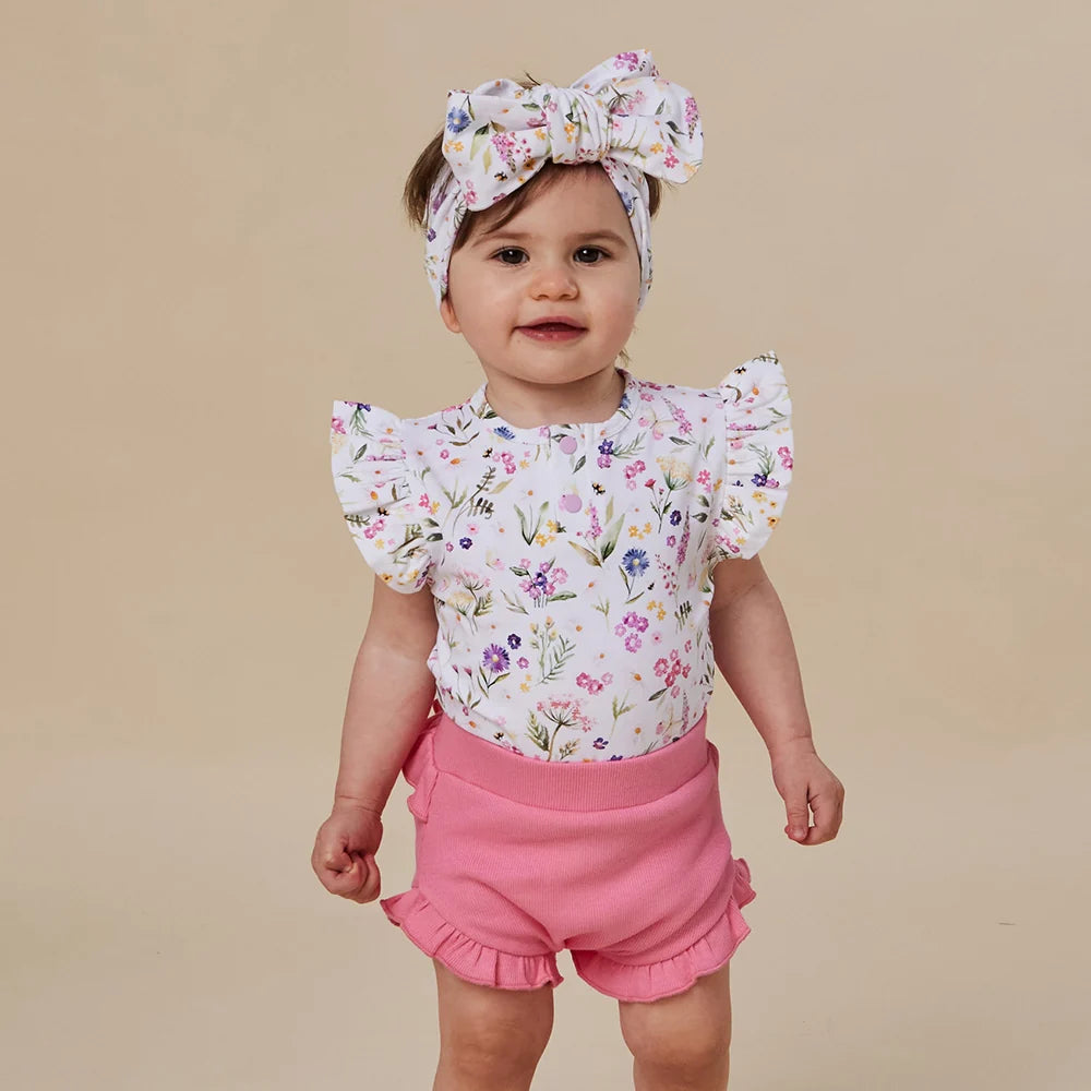 Gracie Short Sleeve Organic Bodysuit with Frill