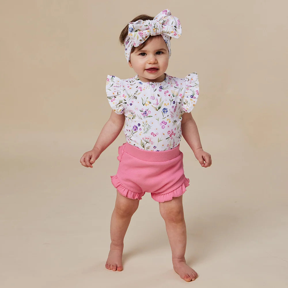 Gracie Short Sleeve Organic Bodysuit with Frill