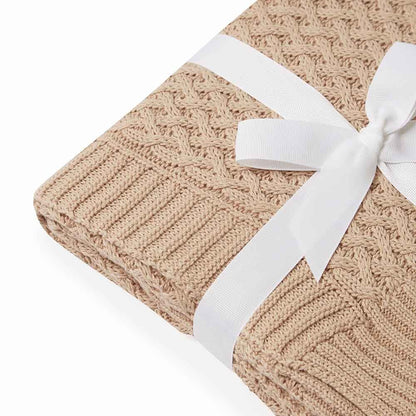 Hazelnut Diamond Knit Organic Baby Blanket