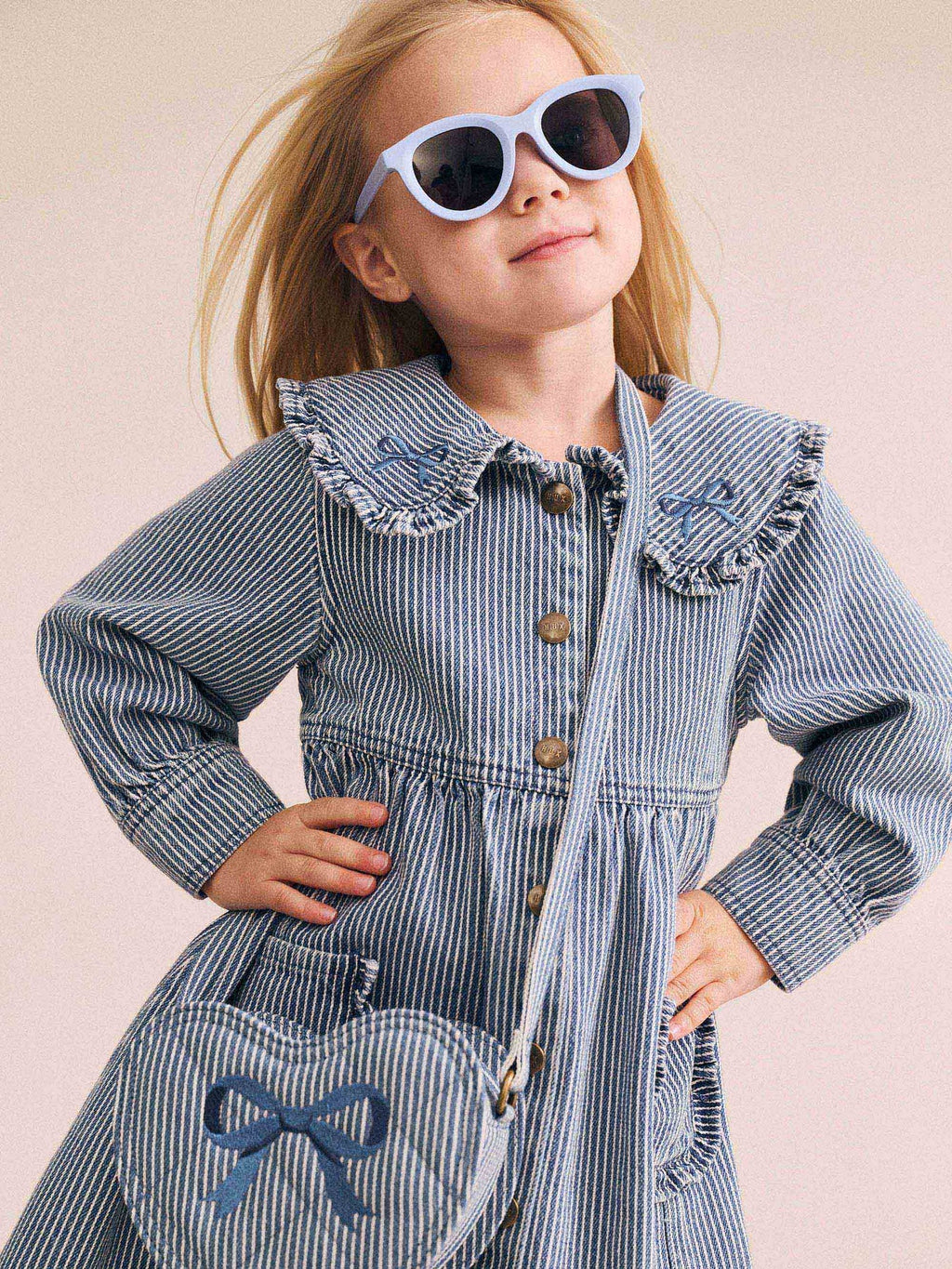 Vintage Bow Collar Denim Dress