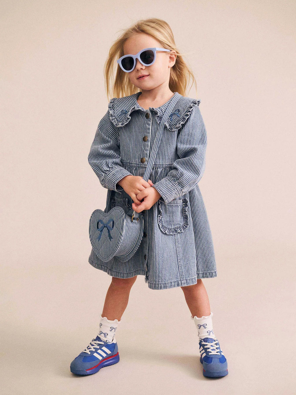 Vintage Bow Collar Denim Dress