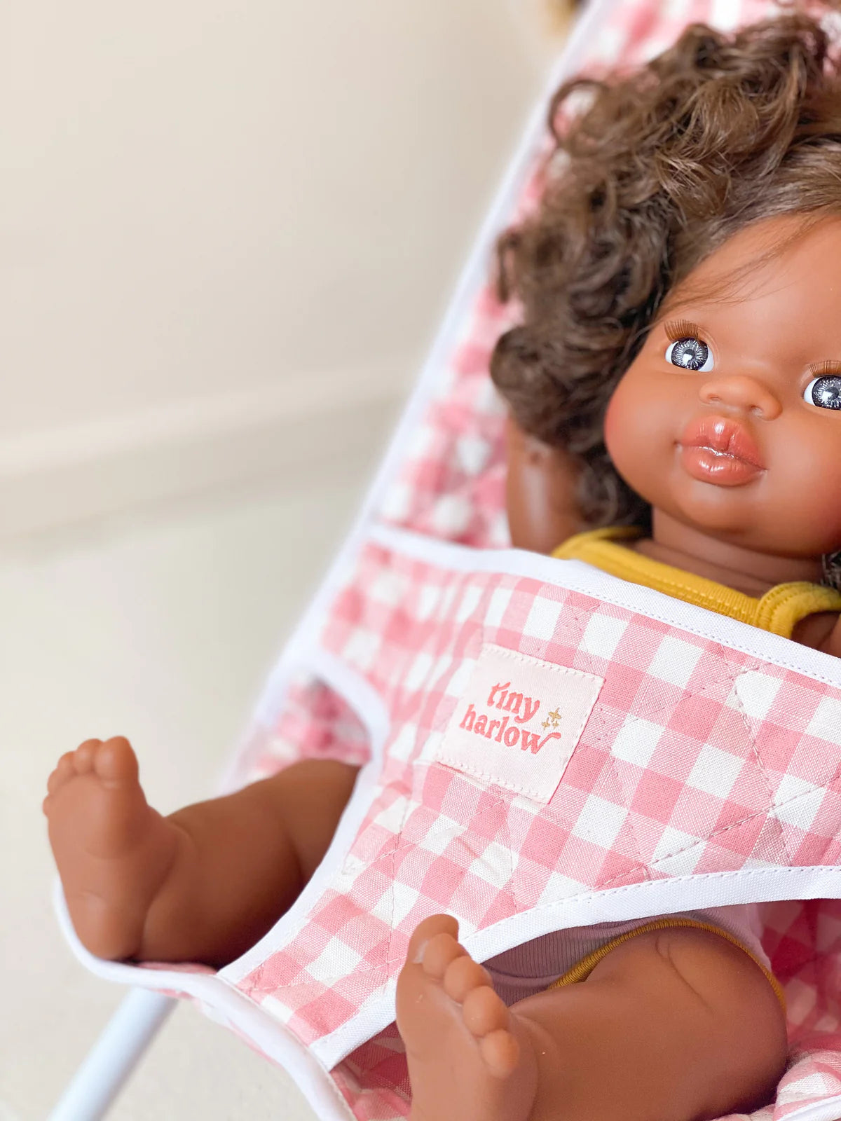 Doll Stroller - Pink Gingham