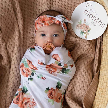 Rosebud Baby Jersey Wrap & Topknot Set