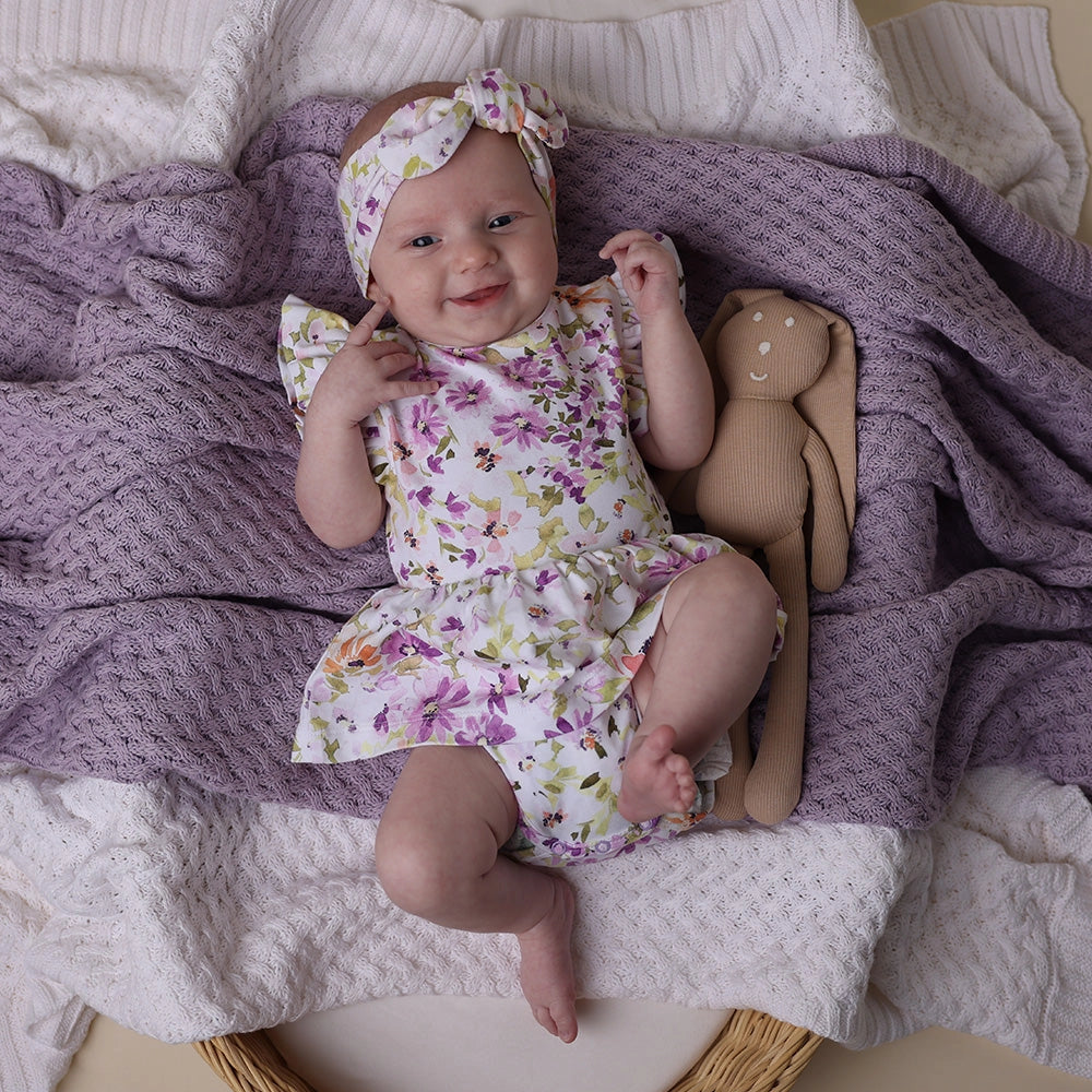 Lavender Diamond Knit Organic Baby Blanket