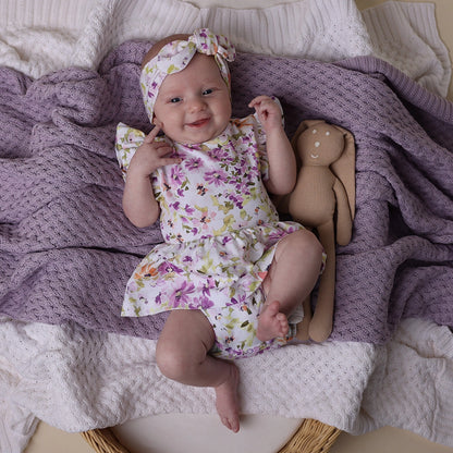 Lavender Diamond Knit Organic Baby Blanket