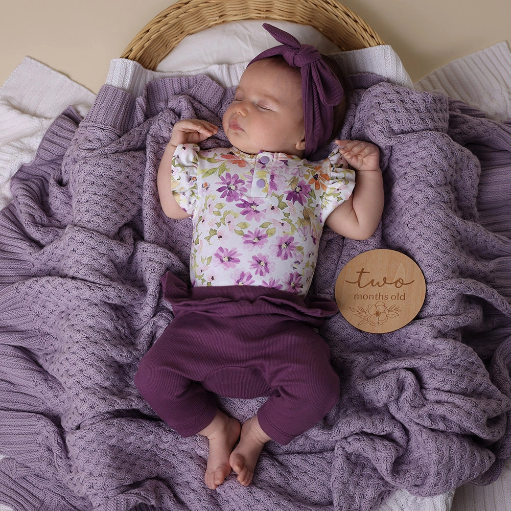 Lavender Diamond Knit Organic Baby Blanket