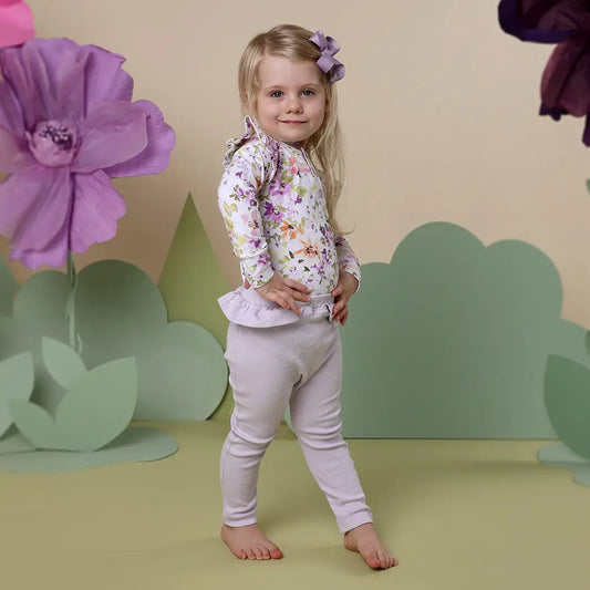 Lavender Organic Pants with Frill