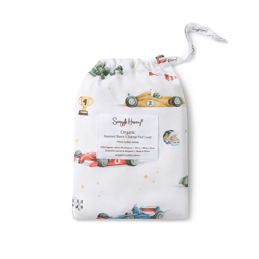 Little Racers Organic Bassinet Sheet / Change Pad Cover