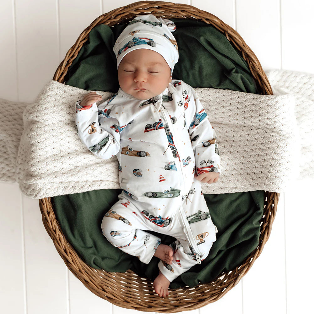 Little Racers Organic Snugglesuit Convertible Romper