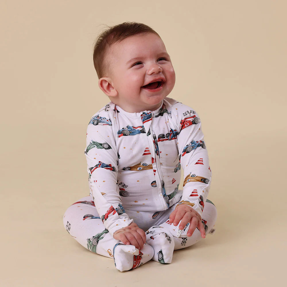 Little Racers Organic Snugglesuit Convertible Romper