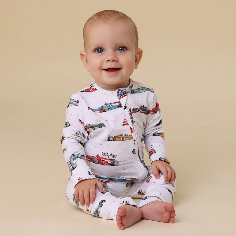 Little Racers Organic Snugglesuit Convertible Romper