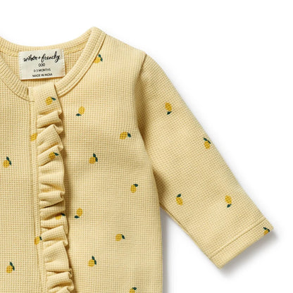 Little Lemon Organic Waffle Ruffle Zipsuit