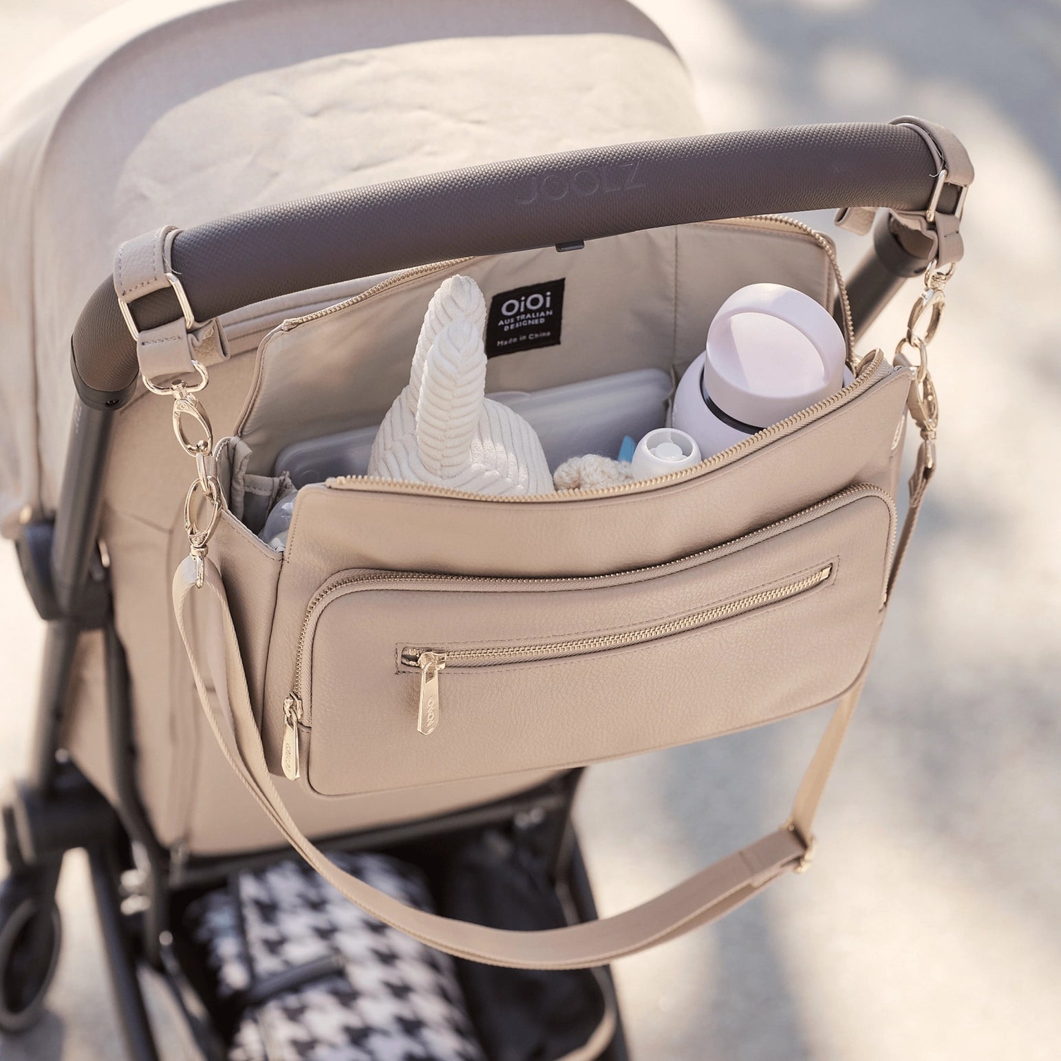 Multitasker Pram Caddy - Oat Vegan Leather – Little Heritage