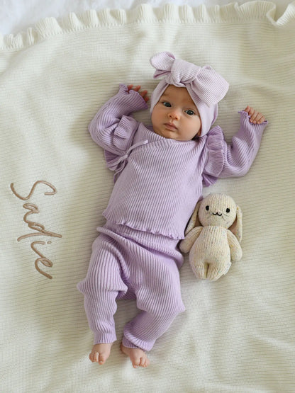 Ribbed Ruggle Kimono Set - Orchid