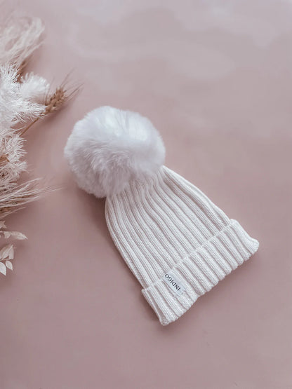 White Pom Beanie