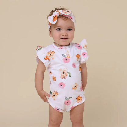 Poppy Short Sleeve Organic Bodysuit with Frill