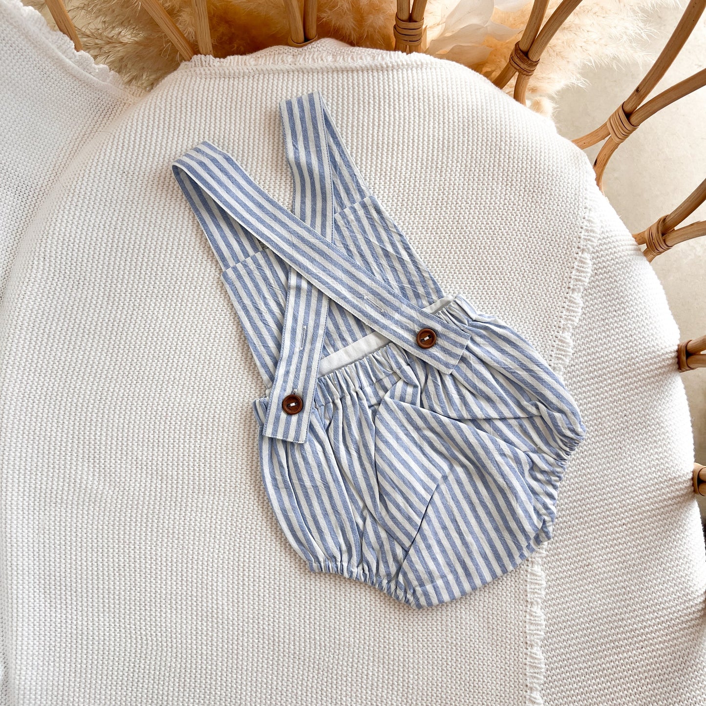 Blue Stripe Cross Back Romper