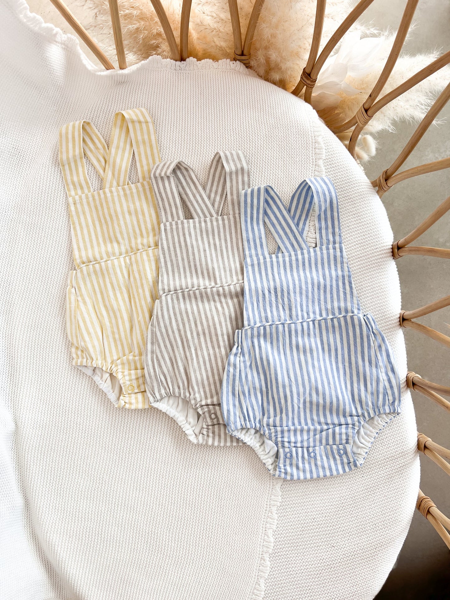 Blue Stripe Cross Back Romper