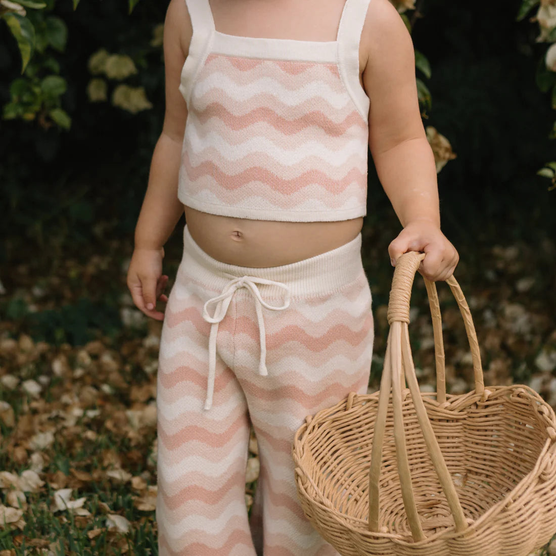 Seashore Knit Set (Crop top and Pants) Strawberry Cream