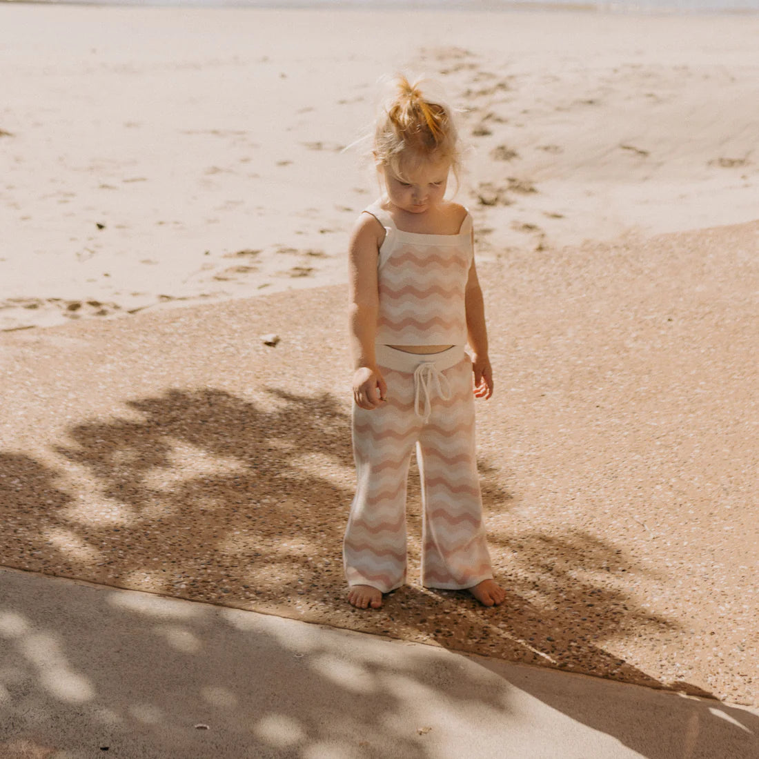 Seashore Knit Set (Crop top and Pants) Strawberry Cream