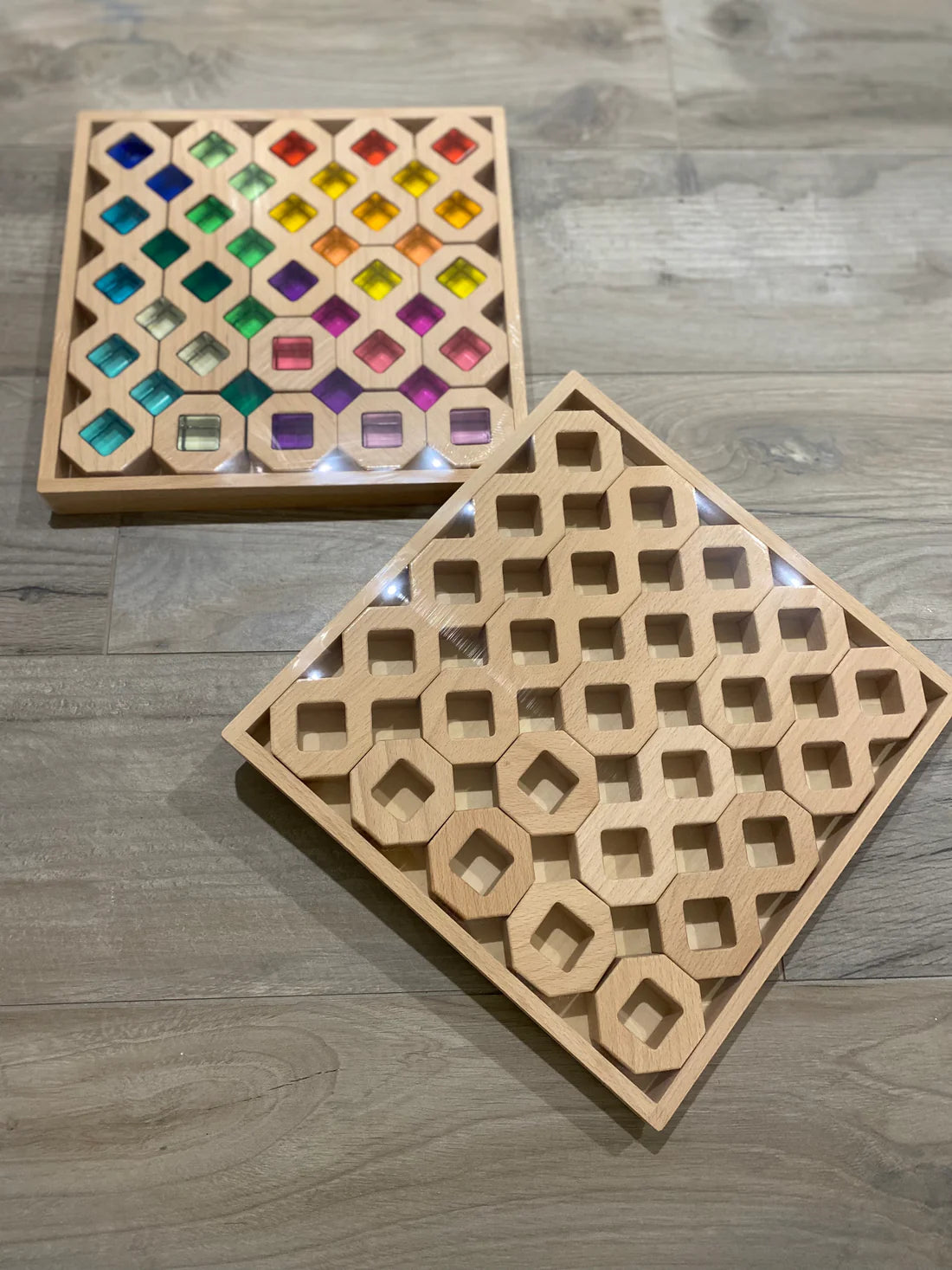 Wooden Cube Space Blocks with Lucite