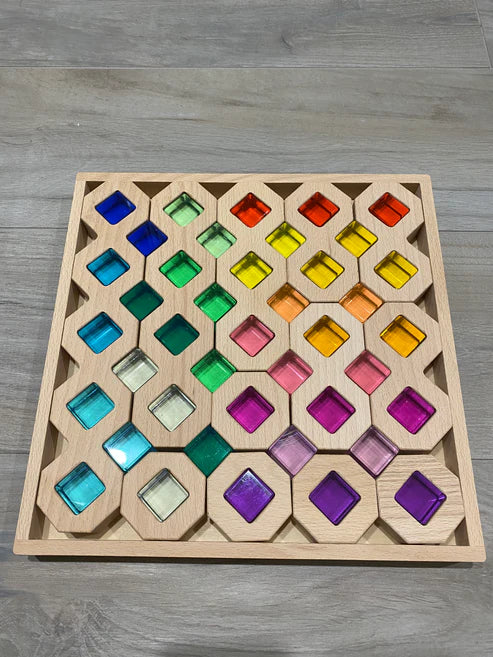 Wooden Cube Space Blocks with Lucite