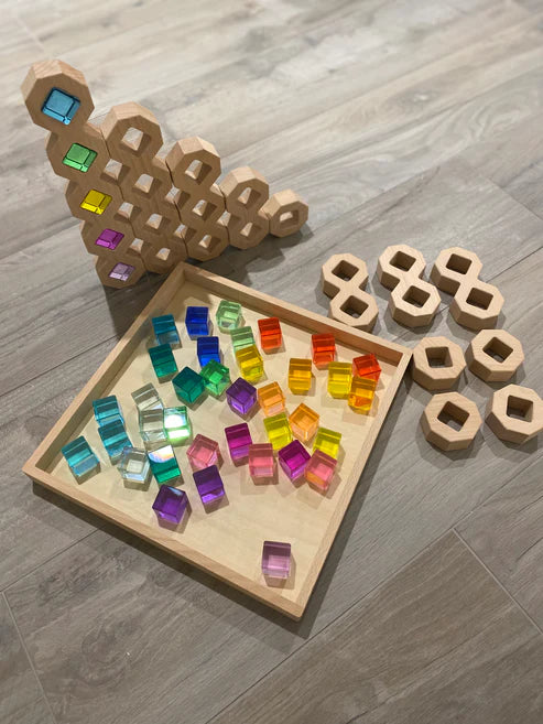 Wooden Cube Space Blocks with Lucite