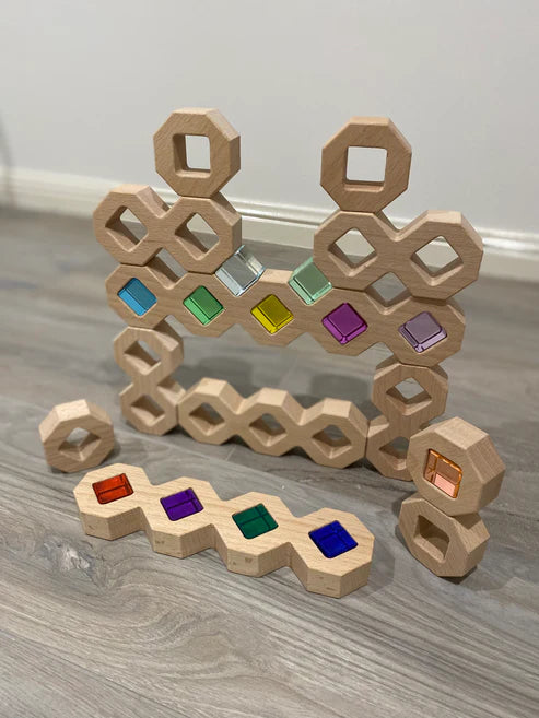 Wooden Cube Space Blocks with Lucite