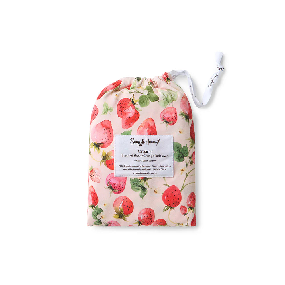 Strawberry Organic Bassinet Sheet / Change Pad Cover