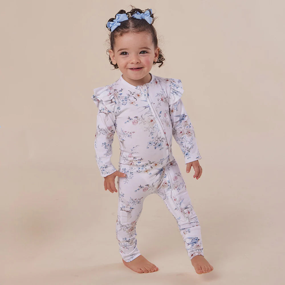 Sweet Swallows Organic Snugglesuit Convertible Romper with Frill