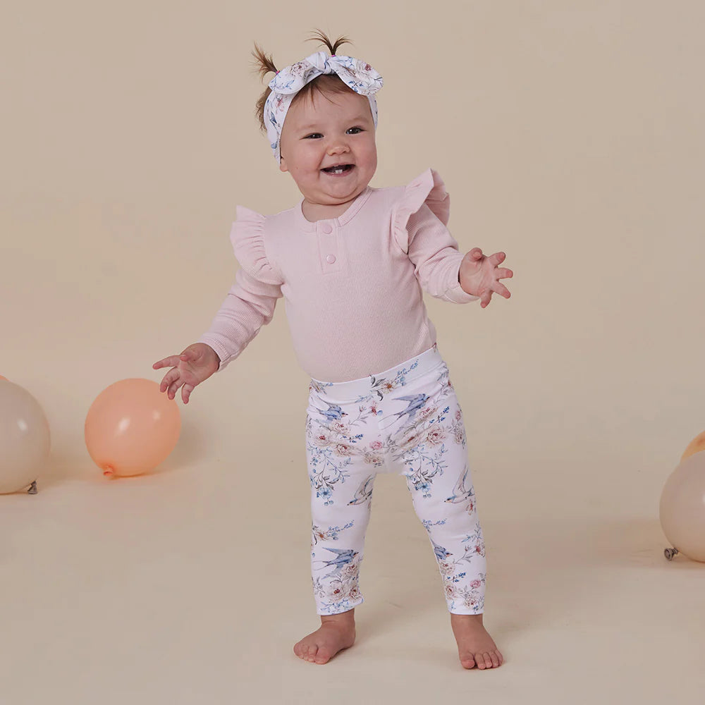 Baby Pink Long Sleeve Organic Bodysuit with Frill