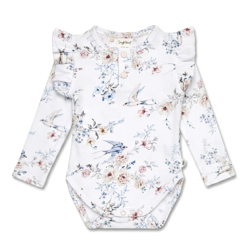 Sweet Swallows Long Sleeve Organic Bodysuit with Frill