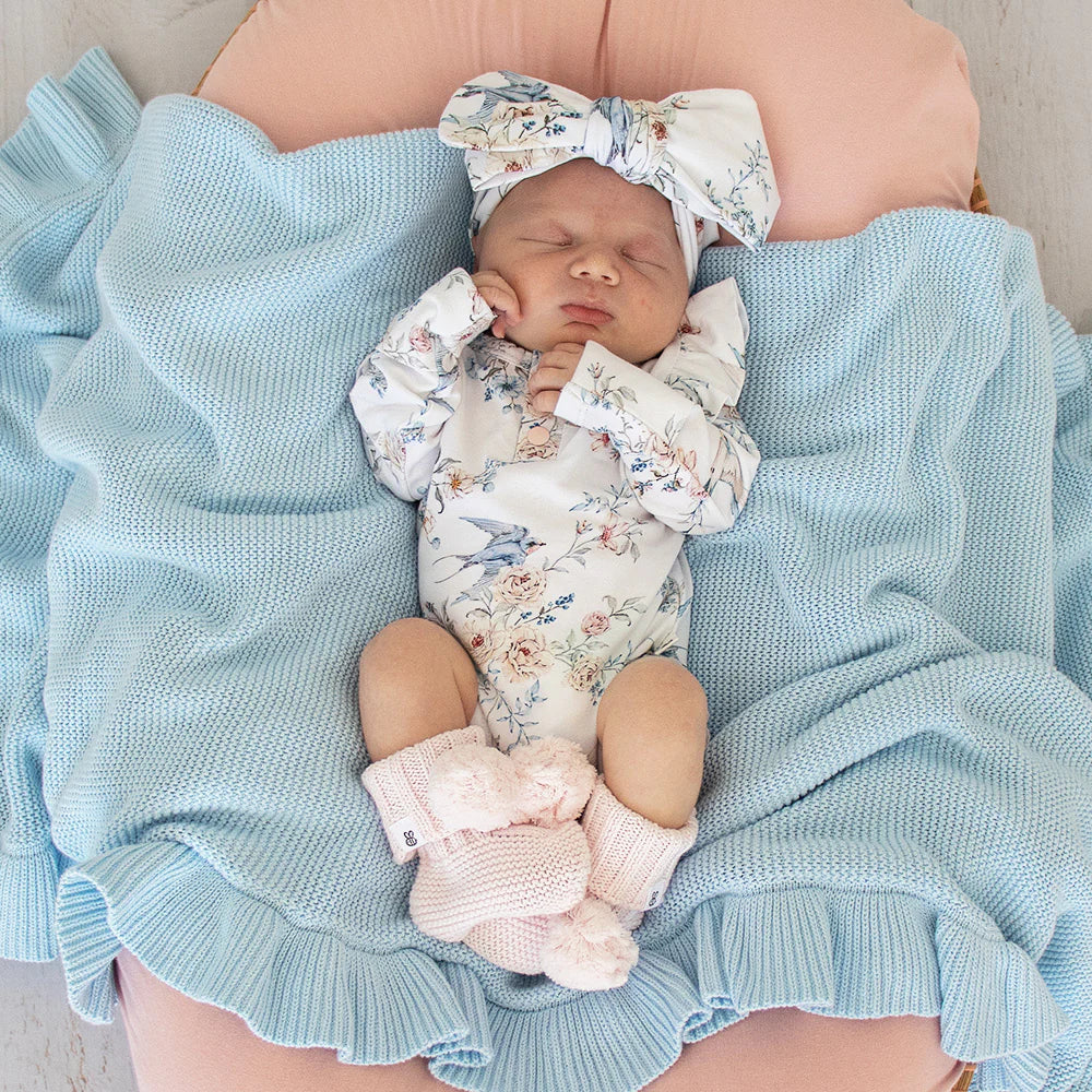 Sweet Swallows Long Sleeve Organic Bodysuit with Frill