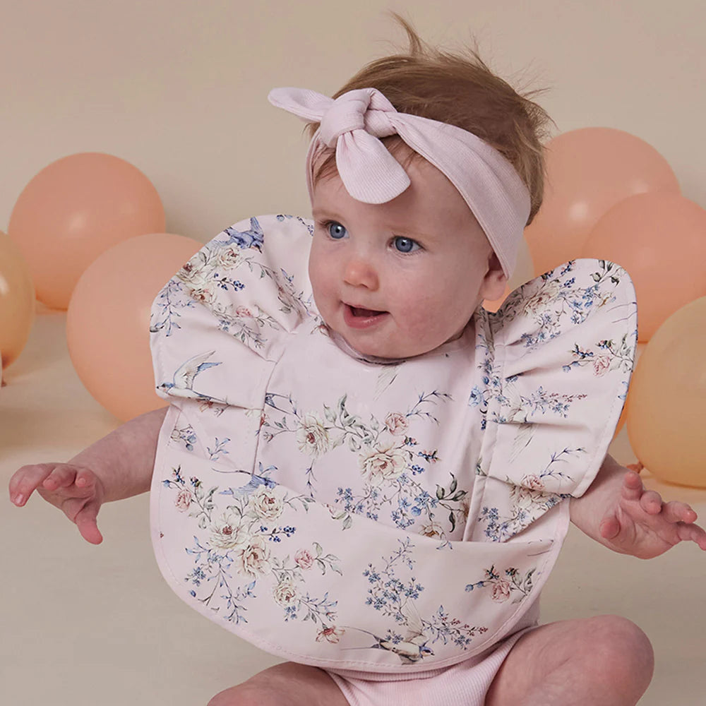 Sweet Swallows Frill Snuggle Bib